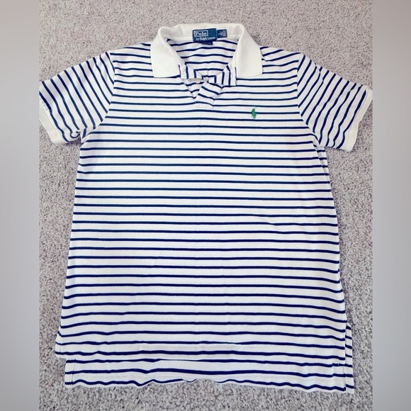 Ralph Lauren Pole white with blue stripes Custom Fit Size L - Picture 1 of 8